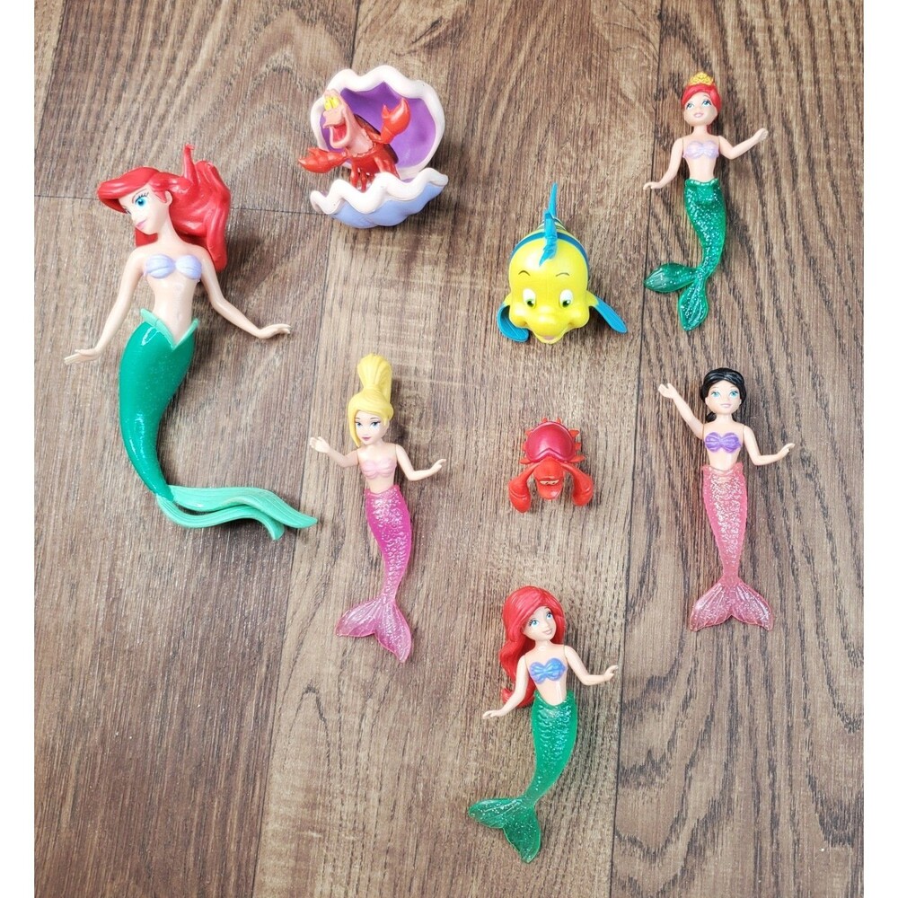 Disney the Little Mermaid Ariel Flounder Sebastian PVC Figures Lot of 8